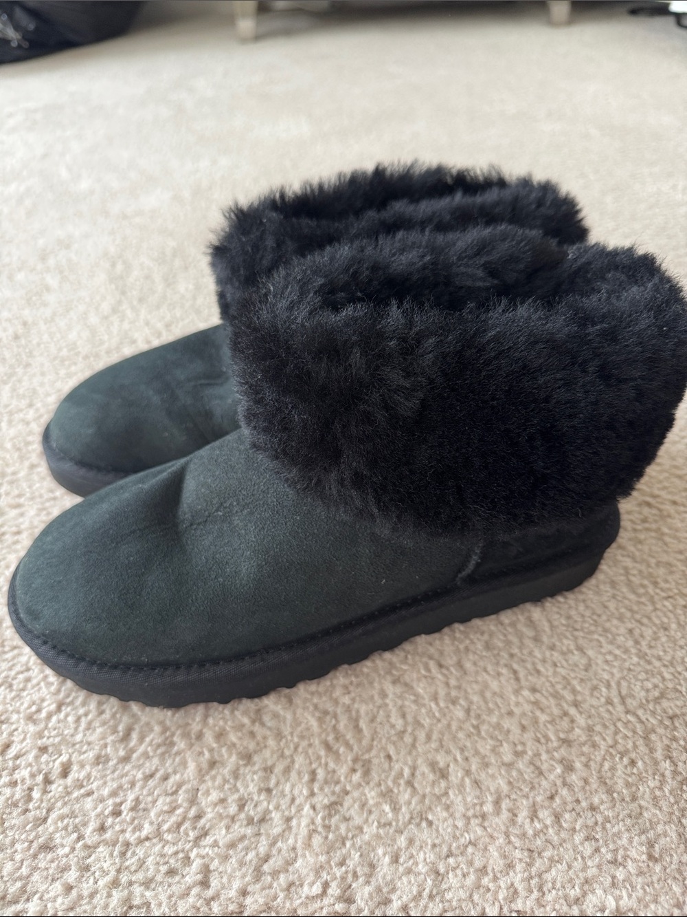 UGG Women's Black Fleece-Lined Suede Slip-On Boots